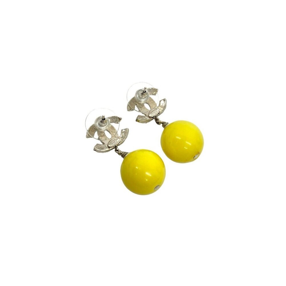 CHANEL Yellow Logo Earrings - Picture 6 of 6